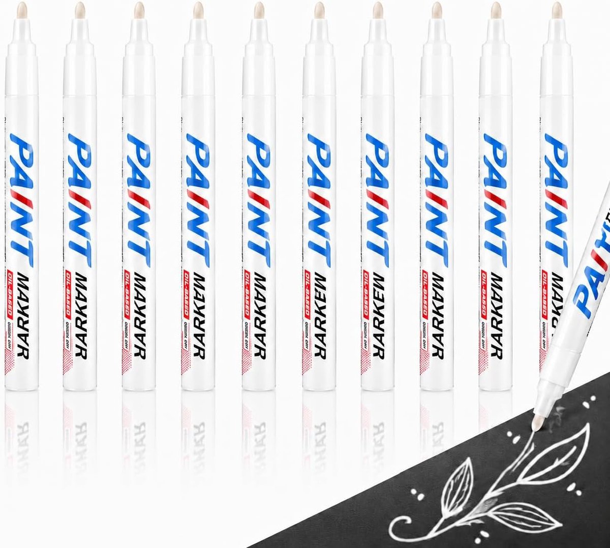Lakstift wit 10 stuks - hoge dekking - watervaste oliebasis - ideaal voor markeringen - ShopVlot
