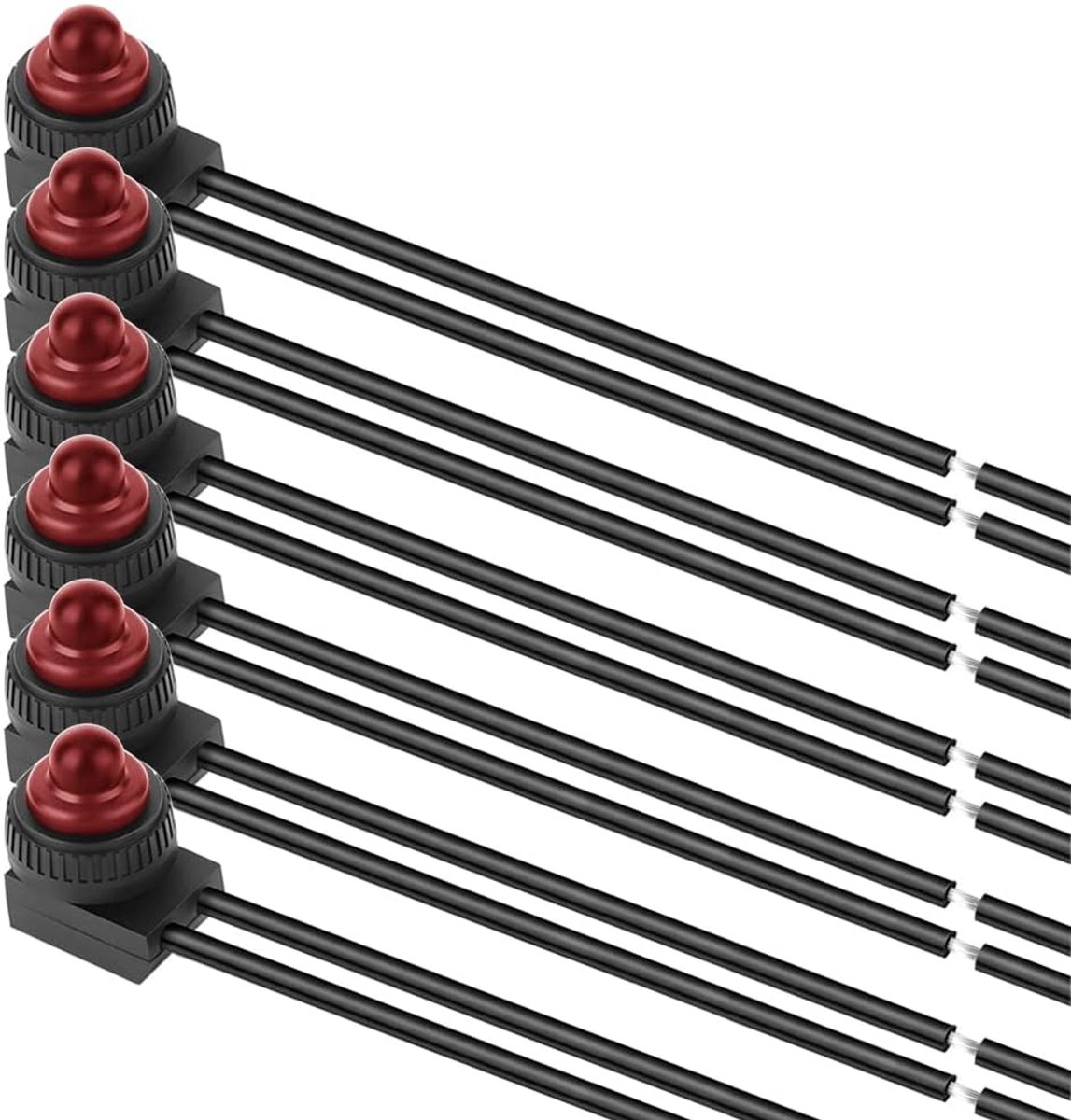 GUUZI 6 Pcs 12V-24VDC 110-220VAC Waterproof Pushbutton Switch, Self Closing Push Button Switch for Outdoor Lighting - ShopVlot