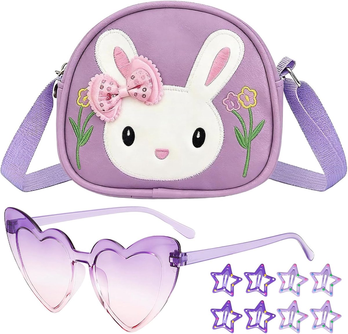 Handtas voor meisjes, kleine tas, haas, schoudertas, PU-leer, kinderhandtassen, tieners, paars, haas, kindertas - ShopVlot