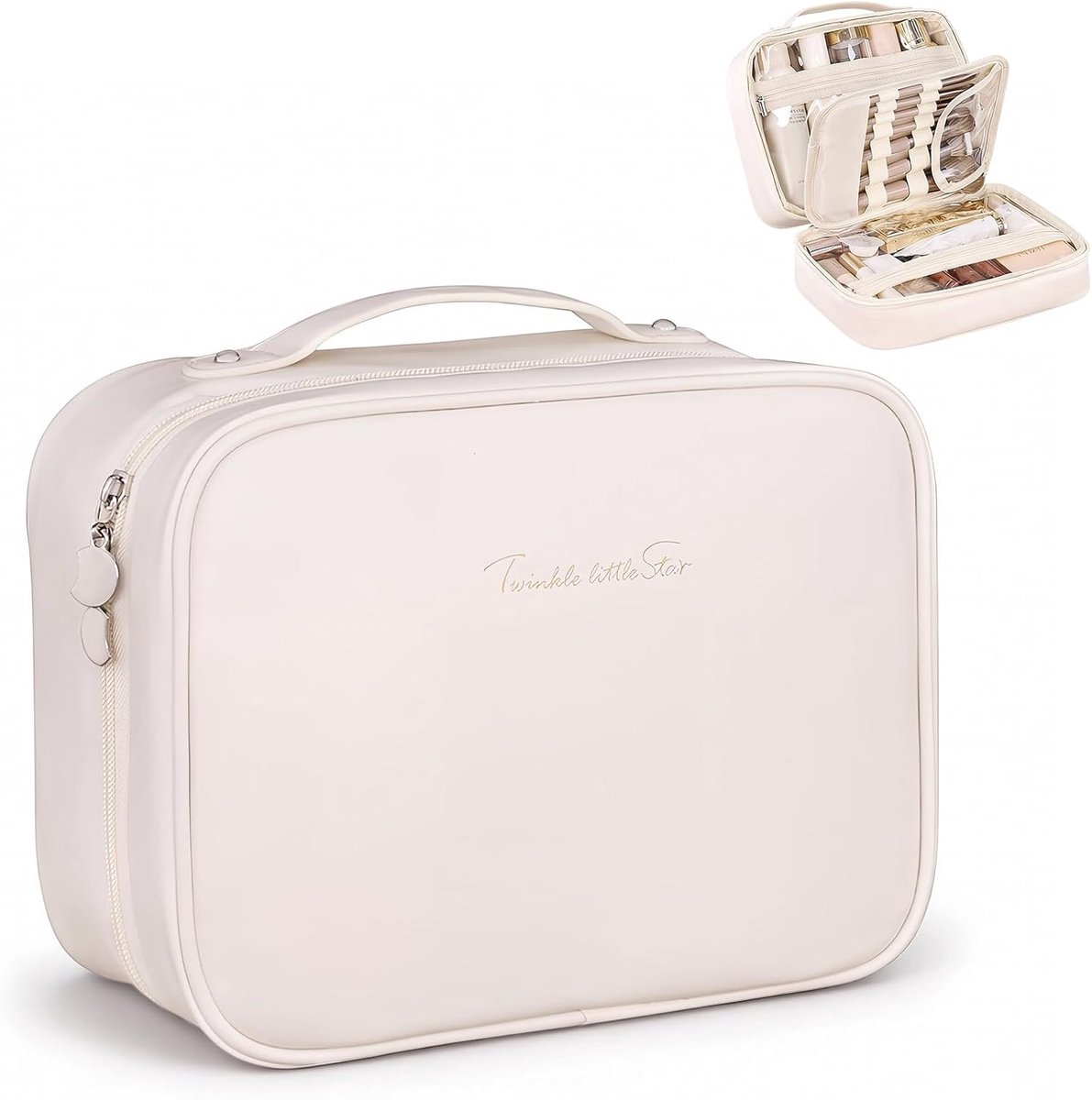 Cosmetic Bag Women Toiletry Bag with Handle Travel Cosmetic Organizer Bag Waterproof Cosmetic Bag Large Cosmetic Bag - ShopVlot