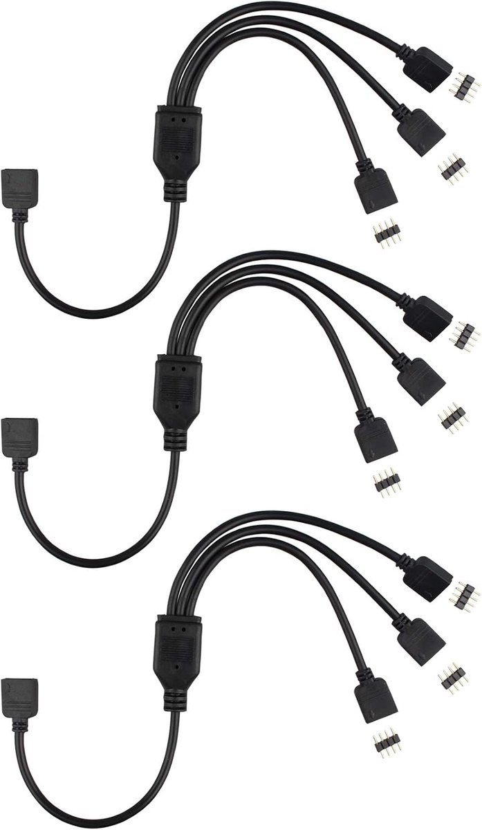 3PCS 4 Pin RGB LED Strip Light Splitter Cable 1 to 3 Ports Female LED Extension Y Splitter Cable with 9PCS 4pin - ShopVlot