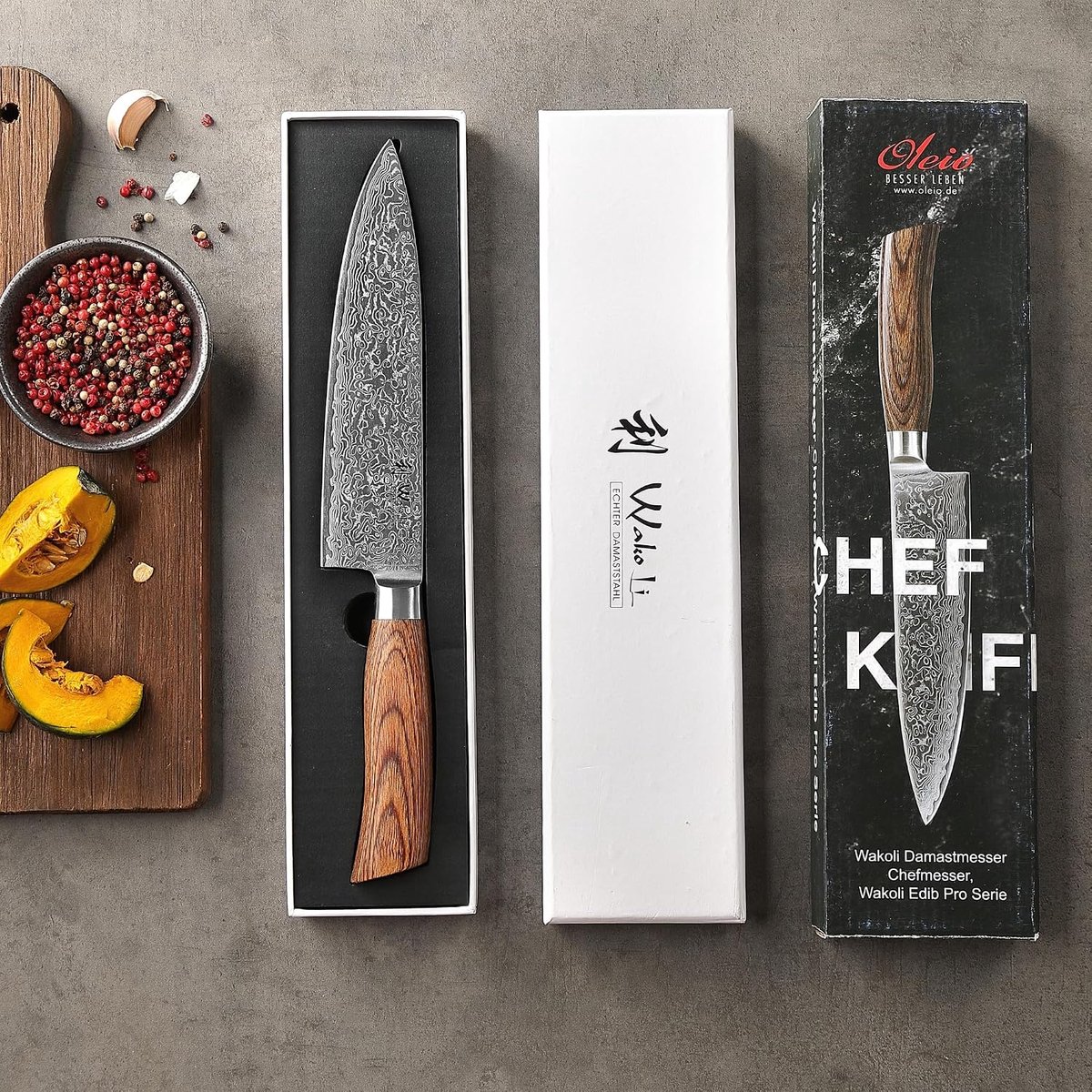 Wakoli EDIB Pro Damask Chef Knife 19.5 cm Blade Extremely Sharp 67 Layers with VG10 Steel Core I Damask Knife Kitchen - ShopVlot