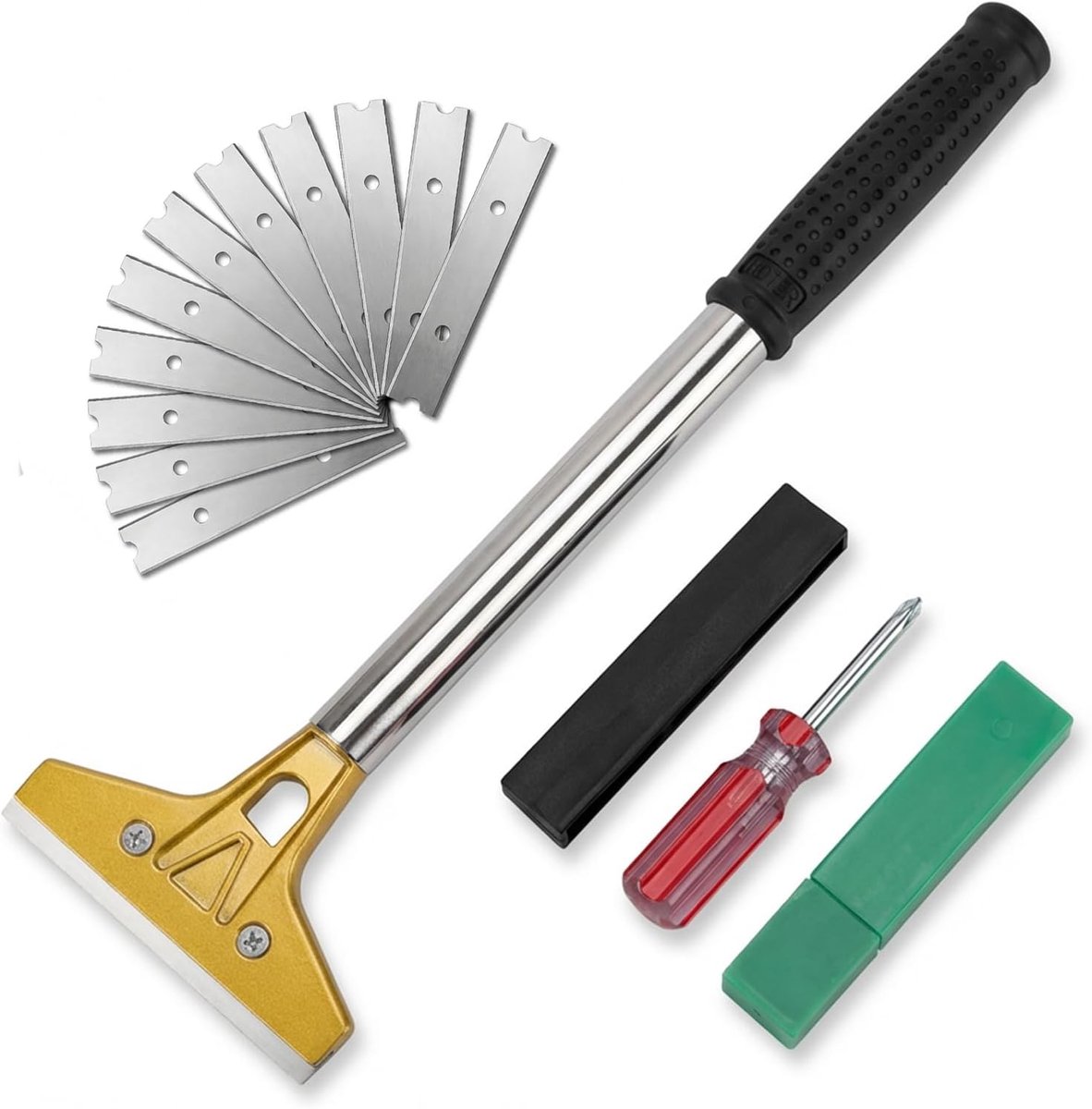 Wallpaper Remover Set with 10 Replacement Blades and Screwdriver, 10 cm Professional Wallpaper Remover with Non-Slip - ShopVlot