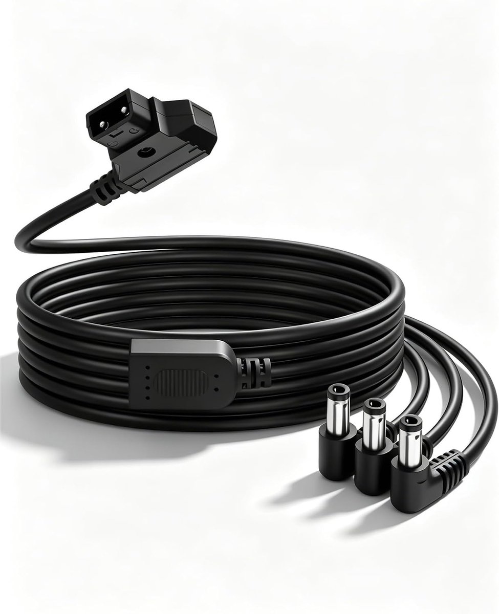 CERRXIAN D-Tap naar 3 Way DC 5.5x2.5mm Splitter Kabel, 22AWG Haakse Dtap naar DC5525 Stroomkabel, D-Tap Mannelijk naar - ShopVlot