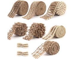 VGOODALL Jute Band, 7 Rolls Vintage Natural Jute Hessian Band for Crafts, DIY Scrapbooking, Wedding, Home Decor - ShopVlot