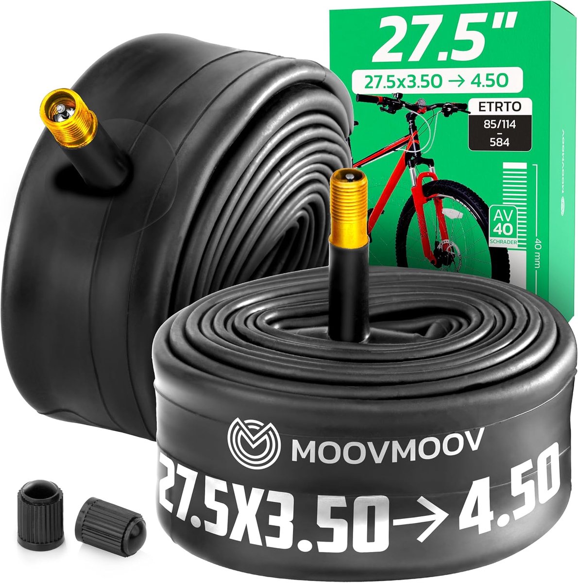 MoovMoov Binnenband 27,5 inch - voor banden 27,5 x 3,50, 27,5 x 4,00 en 27,5 x 4,50 met ETRTO van 85-584 tot 114-584 - ShopVlot