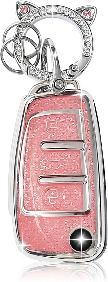 Car Key Case with Cute Keychain Suitable for Audi Keys,Compatible with Audi A1 A3 S3 A4 S4 RS4 A6 S6 RS6 Q3 Q5 Q7 TT - ShopVlot
