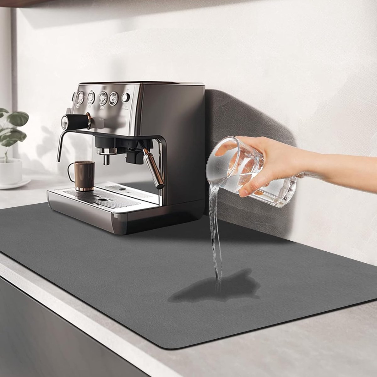 Draining Mat, 50 x 30 cm, Kitchen Draining Mat, Non-Slip Underside, Quick Drying, Draining Mat, Absorbent Coffee - ShopVlot