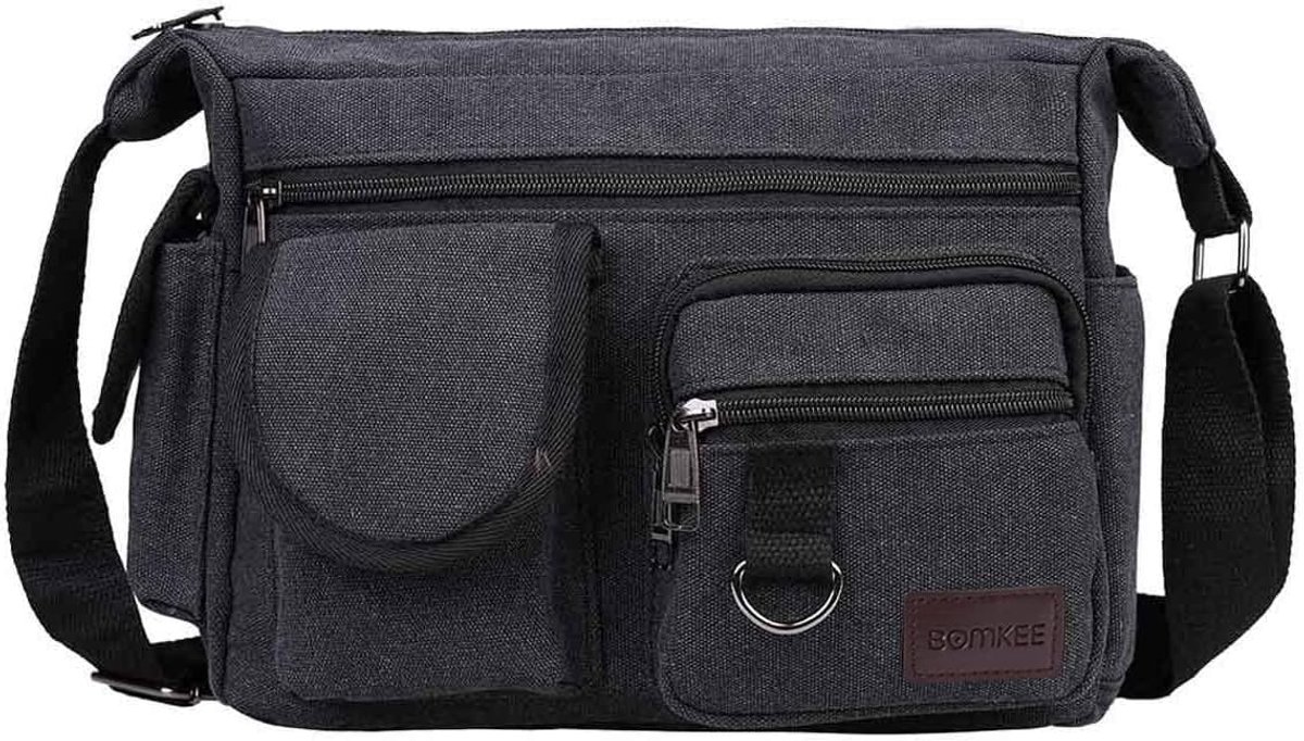 Canvas Messenger Bags BOMKEE Shoulder Crossbody Satchel Mens Unisex Casual Waterproof Day Bag for Travel, School Bag - ShopVlot