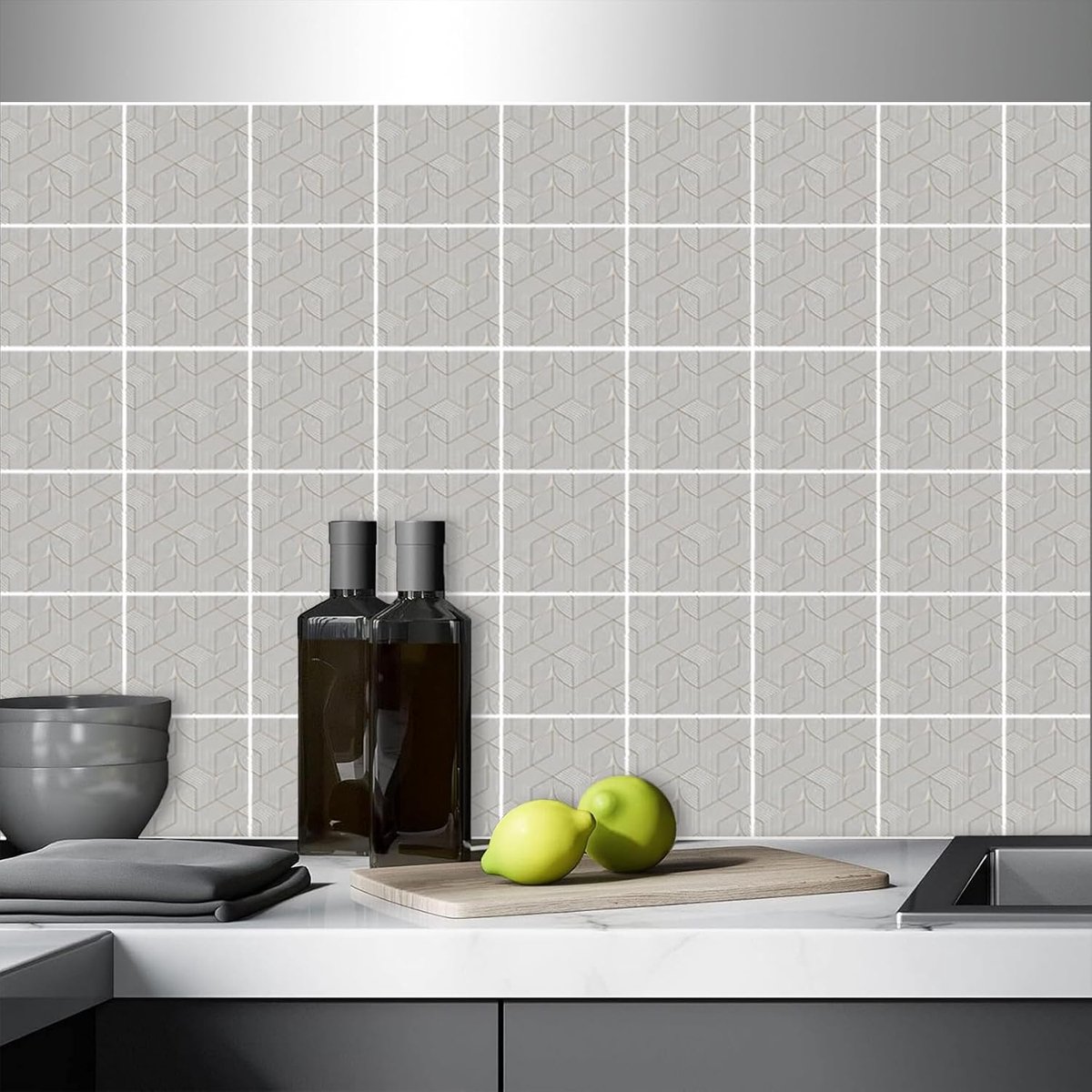 AREDE Pack of 32 Tile Stickers, Deco Tiles, Adhesive for Bathroom, Self-Adhesive Tile Decoration, Brick for Kitchen - ShopVlot