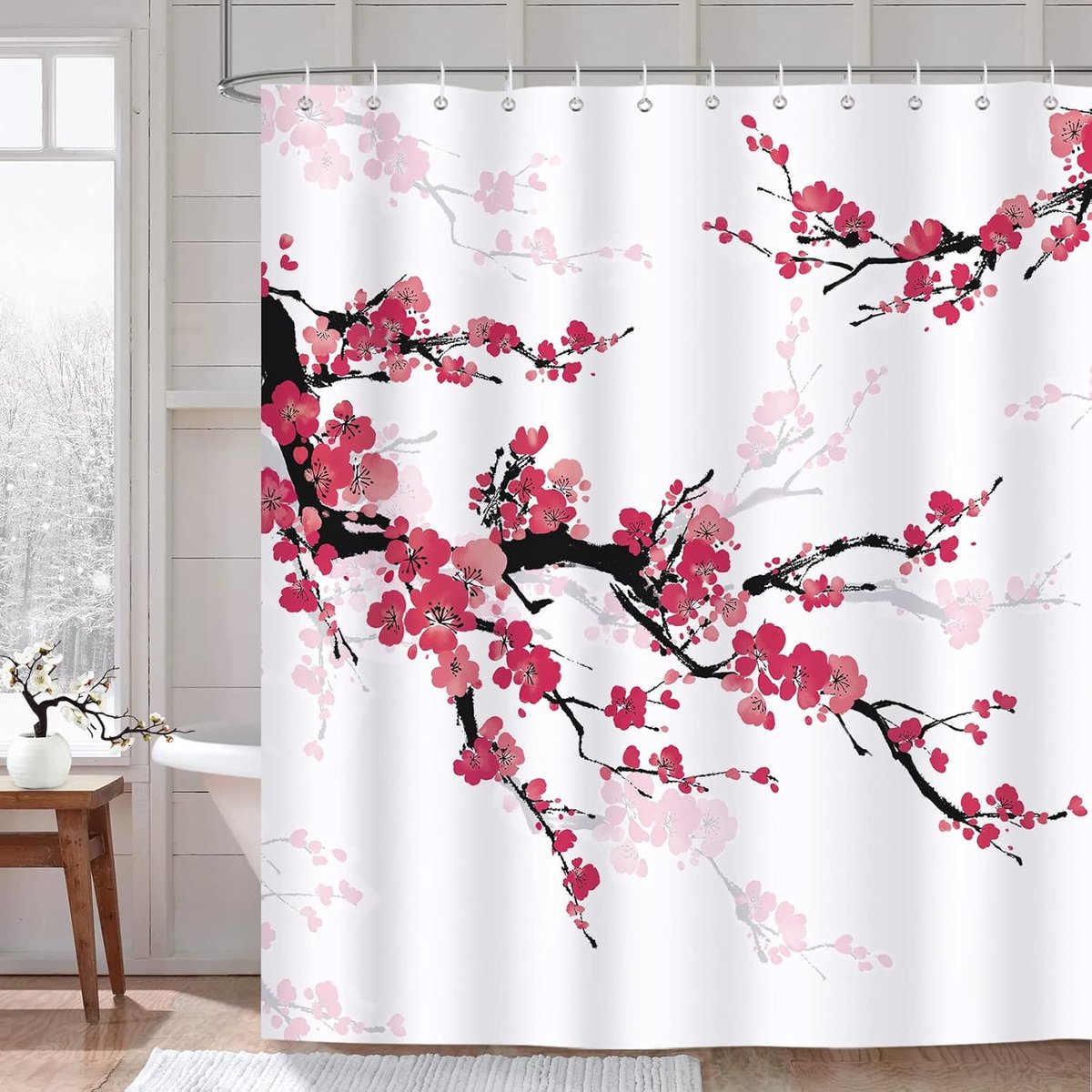 Douchegordijn Cherry Blossom 180 x 180 cm - Waterdicht Polyester - Schimmelbestendig - Verfraai je badkamer - ShopVlot