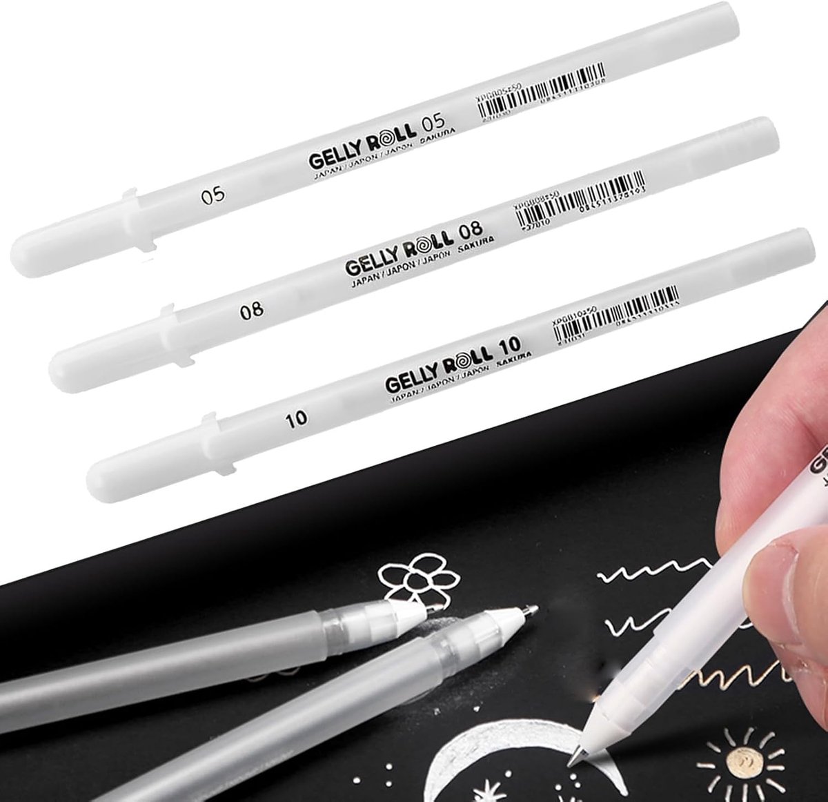 Gelpen set 3 stuks - wit - hoge kwaliteit - perfect voor decoratie - ShopVlot