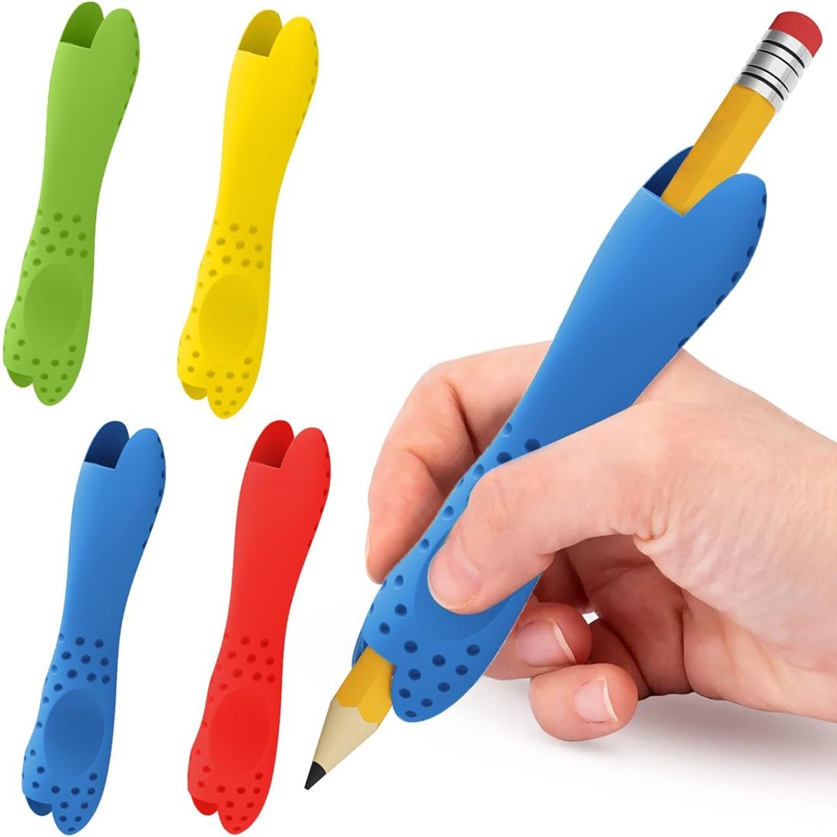 Potloodgrepen ergonomisch design - 4 stuks - comfortabele grip - ideaal voor kinderen - ShopVlot