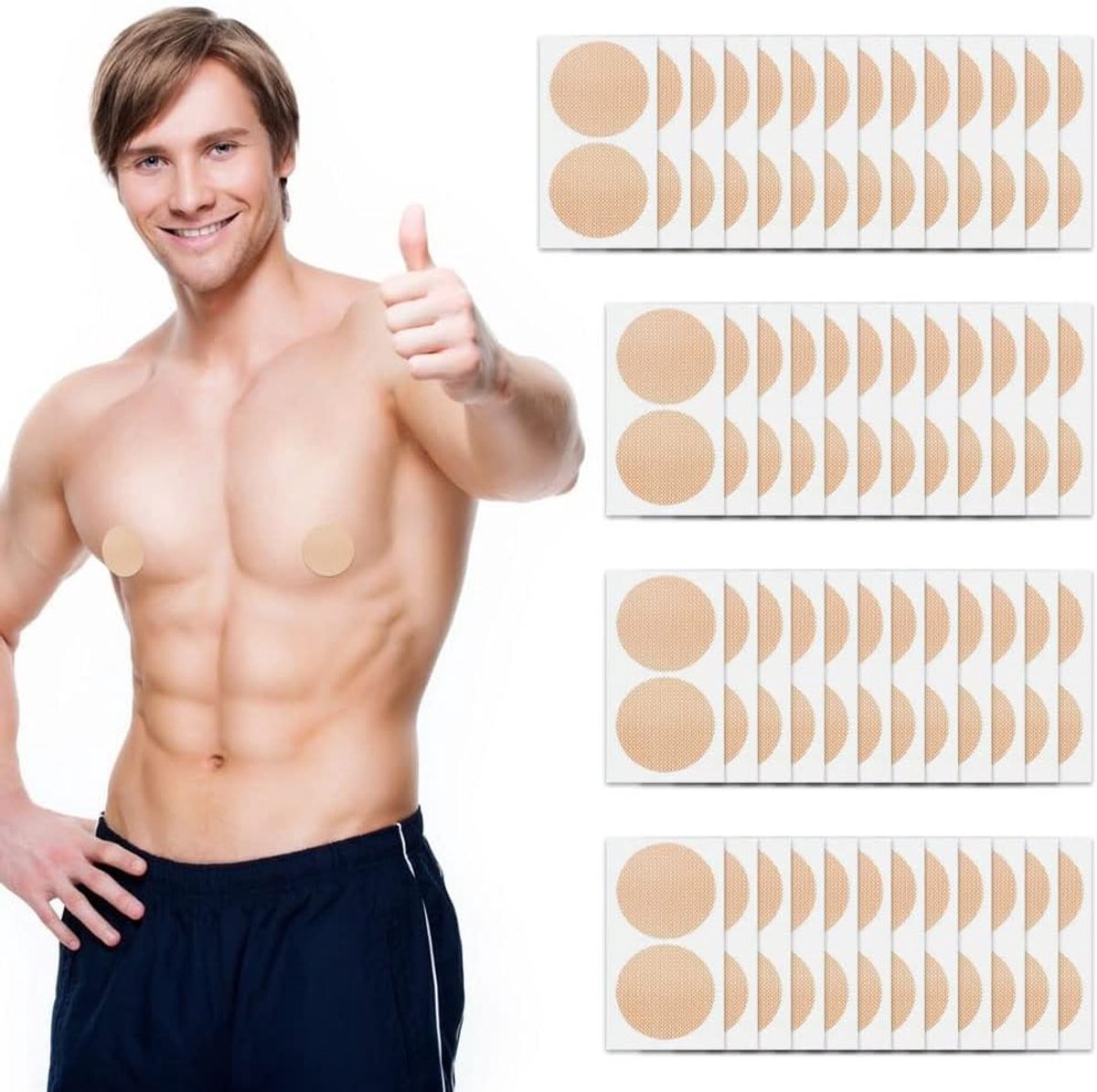 Nipple Covers voor mannen - 50 paar - zwarte plakstickers - bescherming tegen schuren - ideaal voor hardlopers - ShopVlot