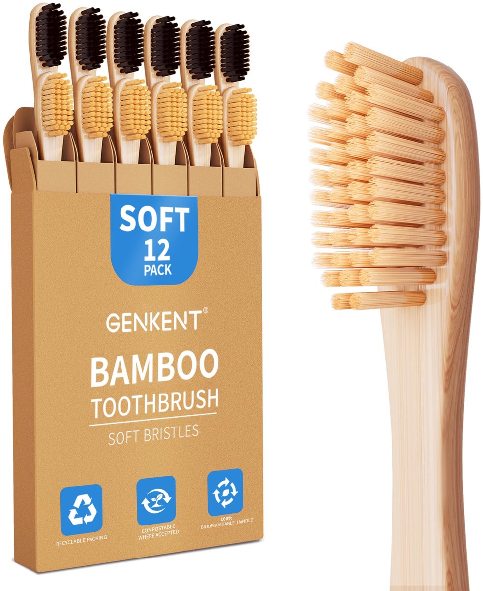 Solidchoice - Milieuvriendelijke Bamboe Tandenborstels met Actieve Houtskool, 12 Stuks