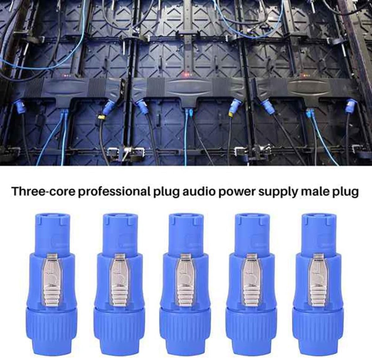 3-pins Powercon plug NAC3 - 20 A 250 V AC - blauw en wit - hoge stroomcapaciteit - ShopVlot