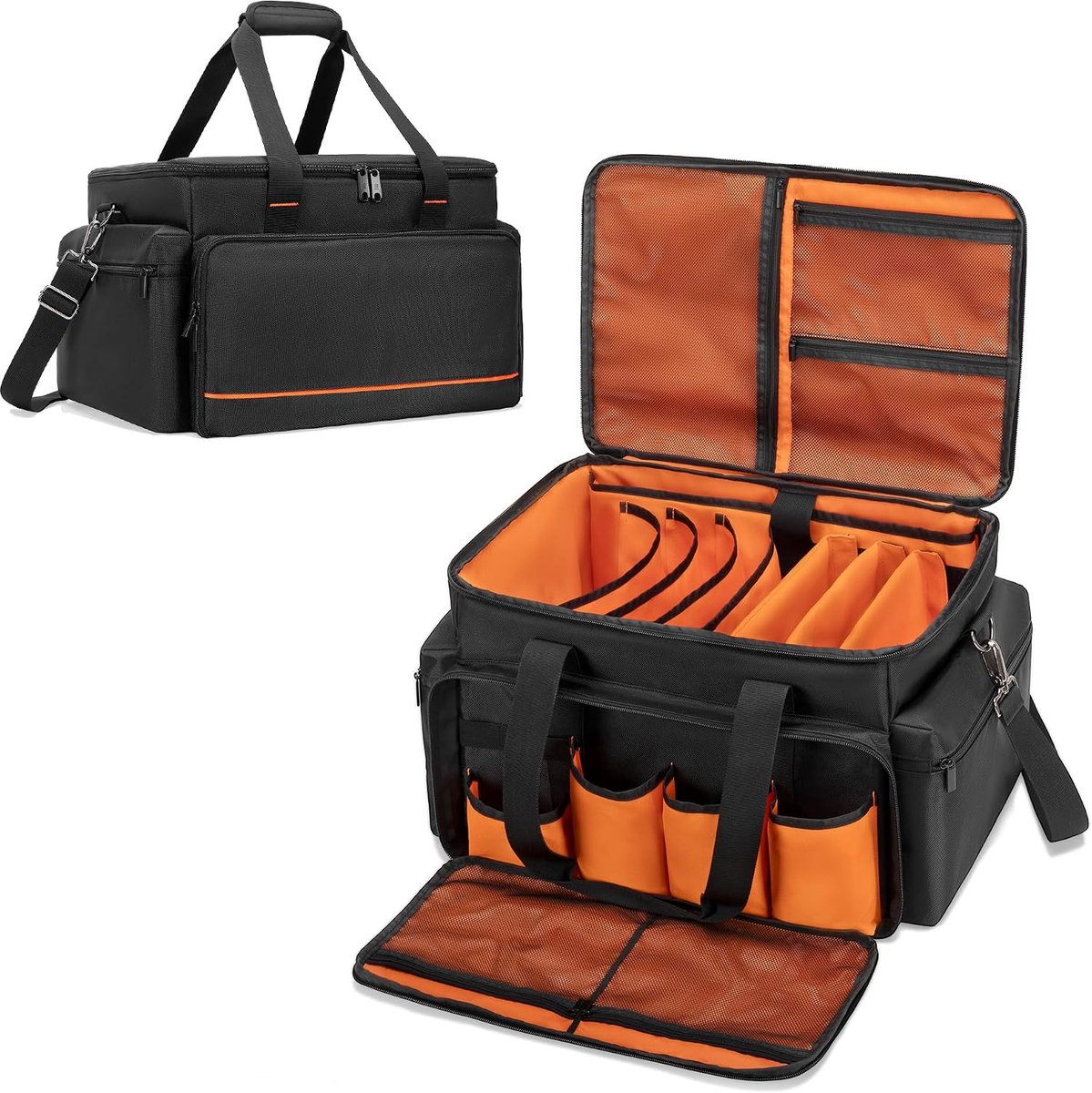 Trunab DJ cable bag with adjustable dividers, 15.6 inch laptop sleeve, gig bag for cables, travel musicians organizer - ShopVlot