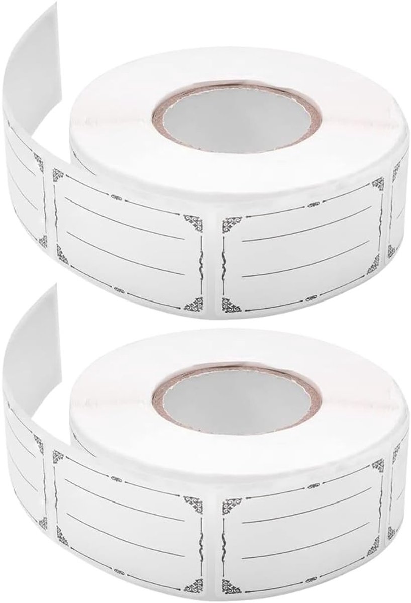 Zelfklevende etiketten 50 x 30 mm, 1200 stuks, waterdicht en oliebestendig voor houdbaarheid, voedselcontainers en glazen potten