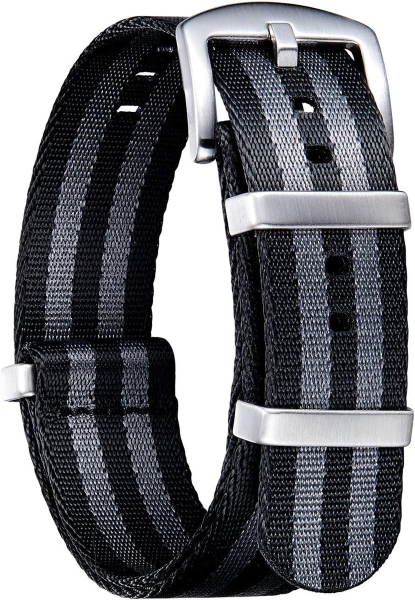 BINLUN Military Nylon Replacement Watchband with Black/Silver Stainless Steel Buckle Men Women 20 Colors 18mm 20mm - ShopVlot
