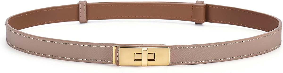 Women Ladies Adjustable Skinny Leather Belt Solid Alloy Turn Lock Slim Thin Waist Belt Waistband Decorative Belt For - ShopVlot