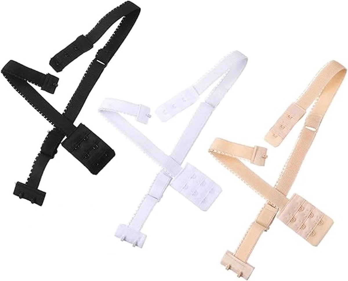 Low-Back BH Harnas Converter - 3 Stuks - Zwart, Wit, Beige - Verstelbaar voor Rugloze Kleding - Ideaal voor Feestjes - ShopVlot