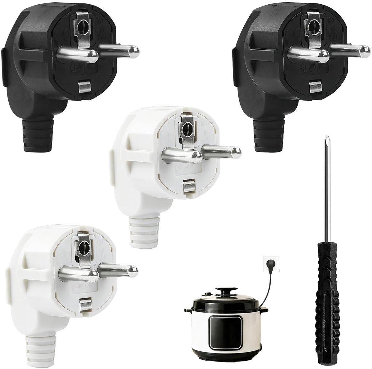 Waterdichte stekker set 250 V 16 A - 4 stuks Schuko stekkers - inclusief gereedschap - eenvoudig te installeren - ShopVlot