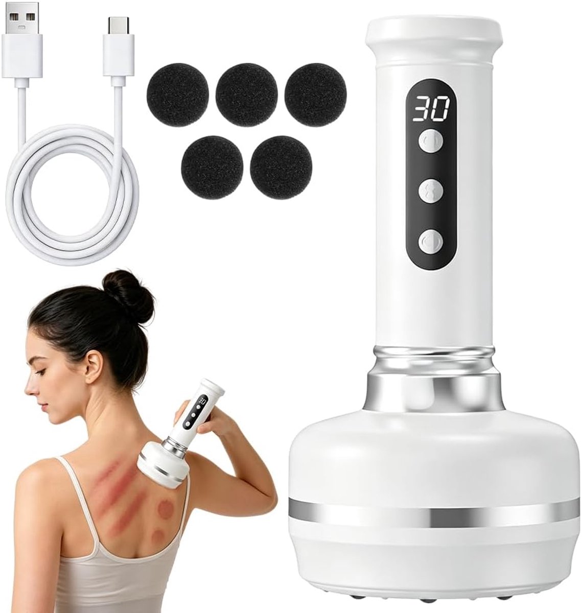 Elektrisch cellulitis massageapparaat - 30 zuigstanden - warmtefunctie - strakker huidgevoel - ShopVlot