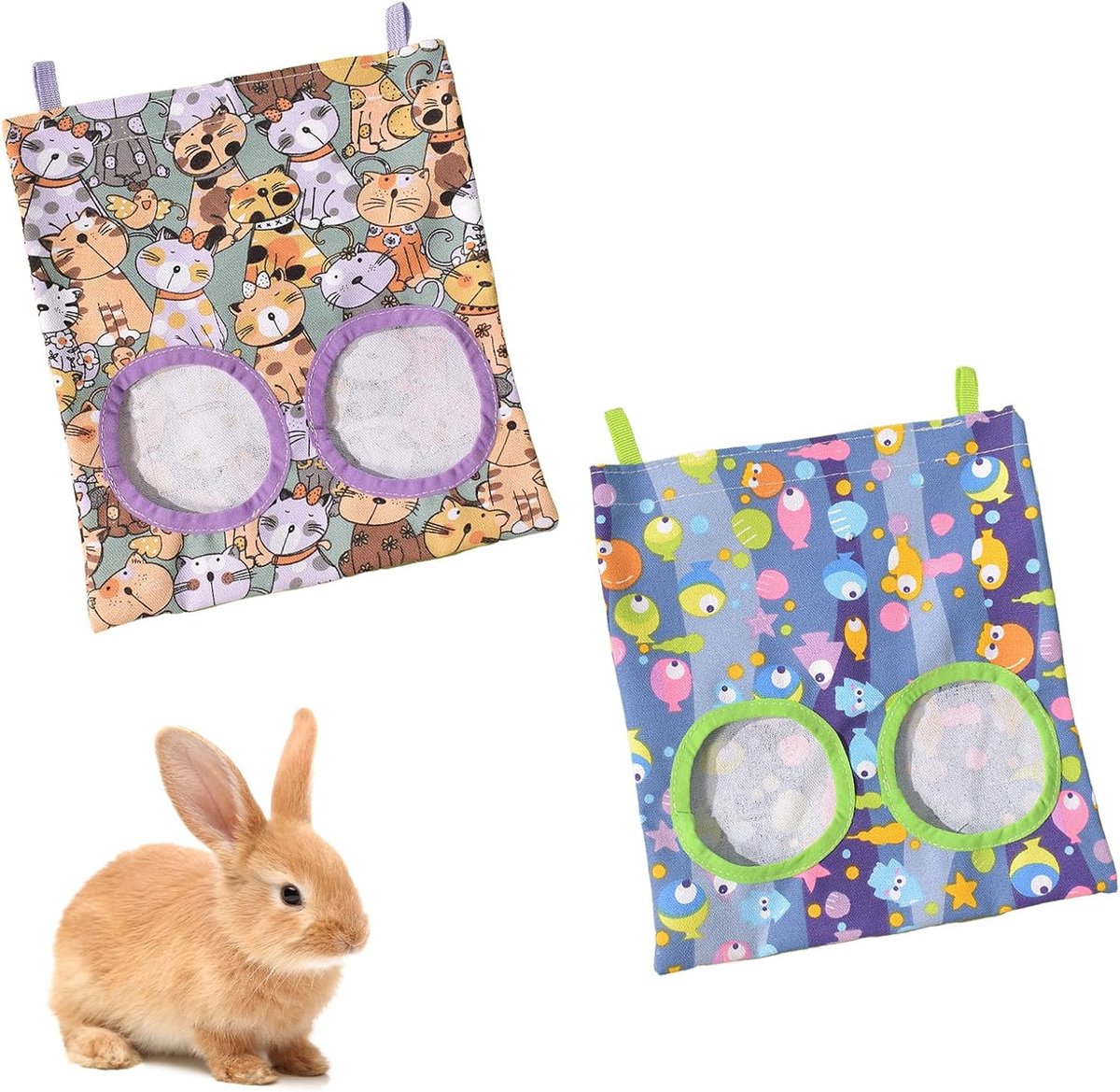 Hooitasjes voor konijnen - set van 2 - hoogwaardig materiaal - houdt hooi schoon en droog - ShopVlot