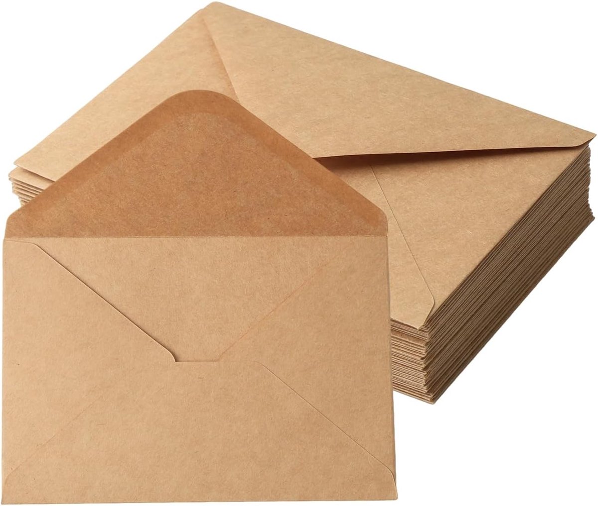 Enveloppen 100 stuks - Kraftpapier - Wetlijm - Geschikt voor wenskaarten - ShopVlot