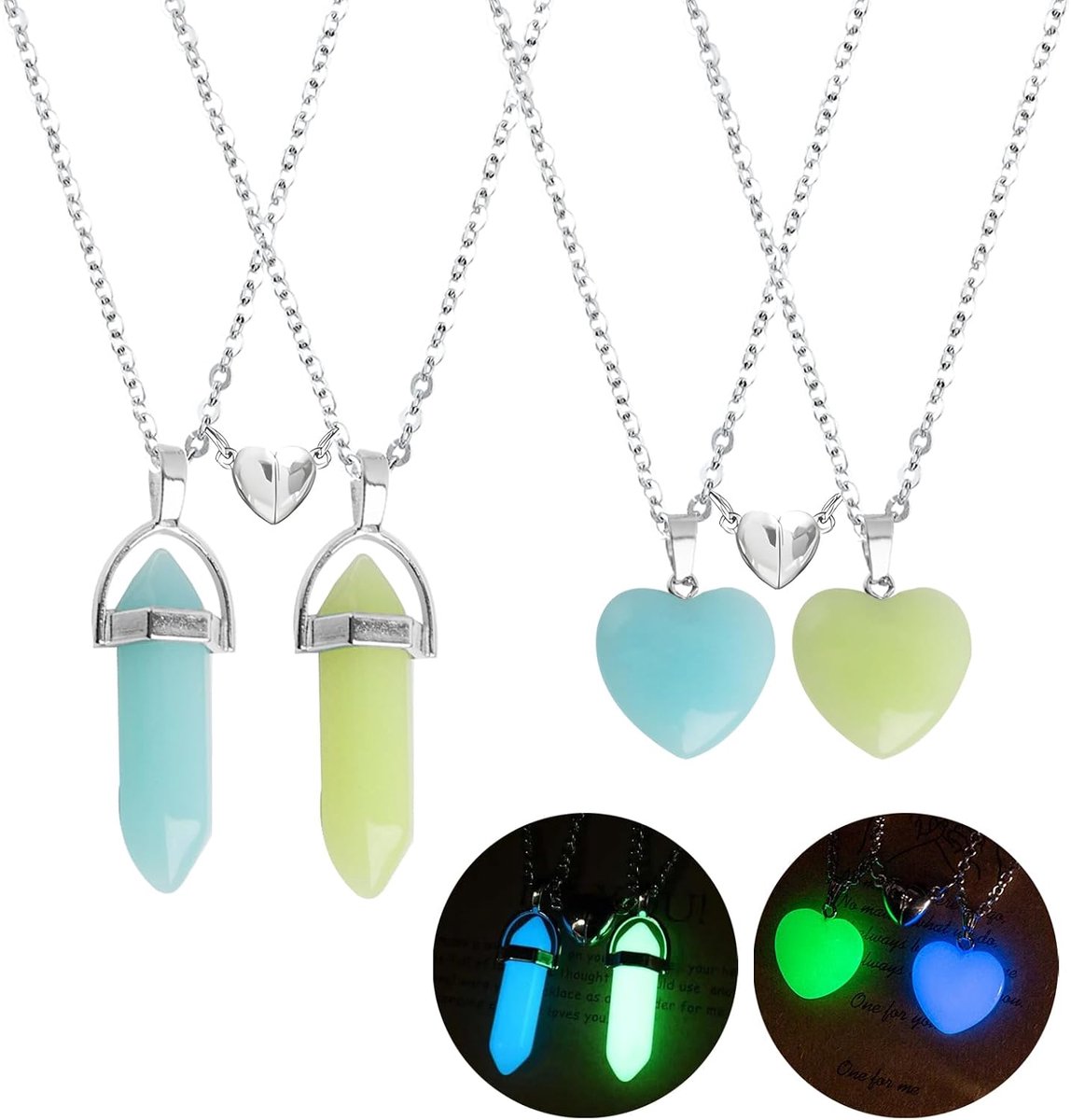 Vriendschapssieraad - 4,4 stuks - Kristallen hexagonale hart - Ideaal voor vriendinnen - ShopVlot