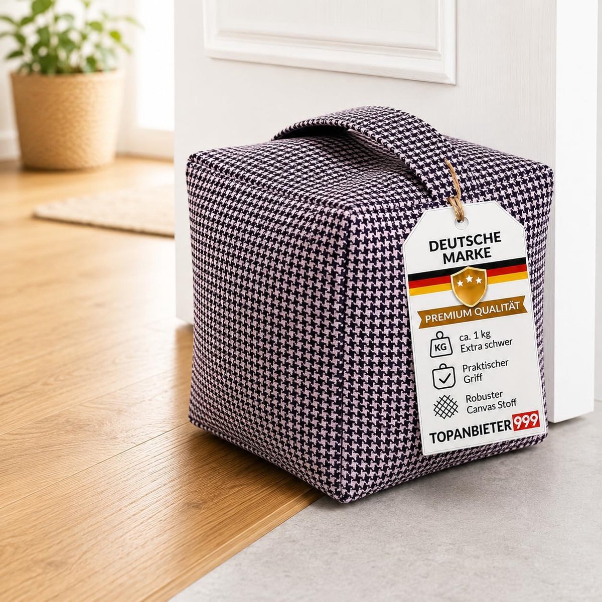Deurstopper Kubus Blauw/Wit - Decoratief - Voorkomt dichtslippen van deuren en ramen - ShopVlot
