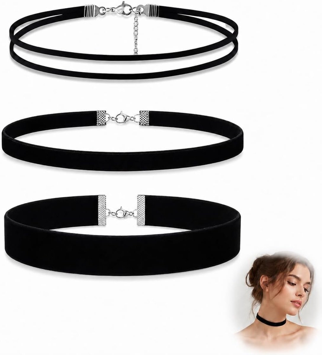 Chokerketting dames - verstelbare zwart fluwelen halsband - gothic stijl - perfect voor feestelijke gelegenheden - ShopVlot