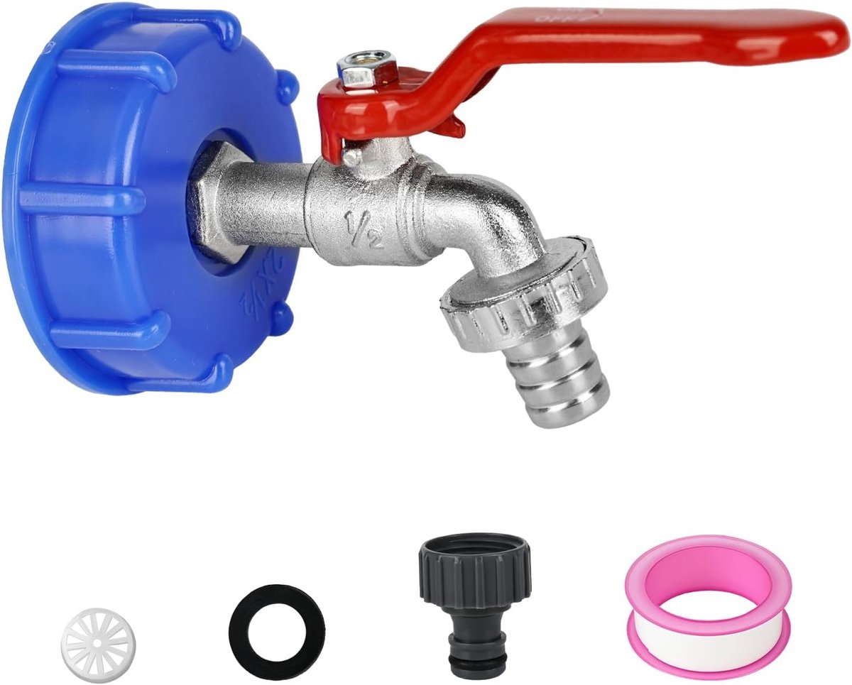 IBC afvoerkraan 1/2 inch - messing - vorst- en roestvrij - eenvoudig te bedienen - ShopVlot
