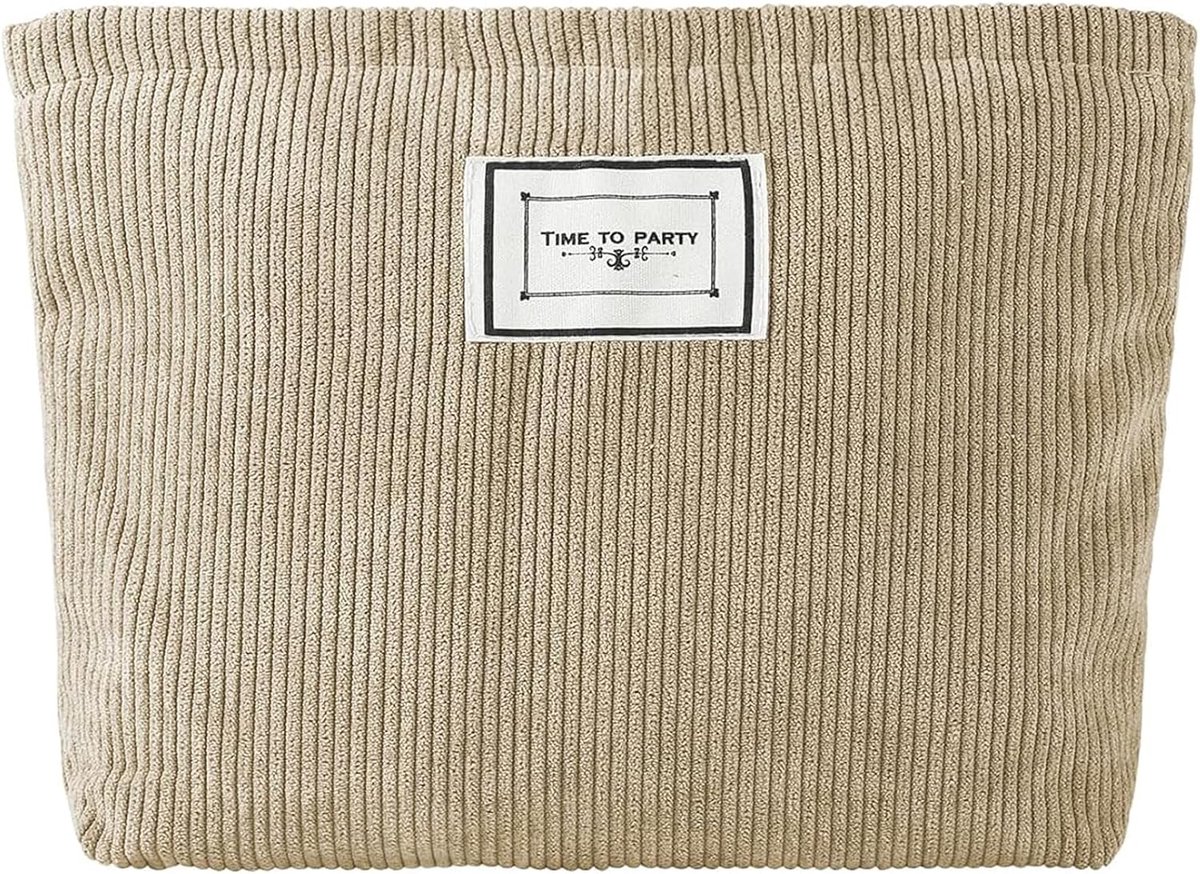 Handtas vrouwen - beige corduroy - grote capaciteit - ideaal voor make-up en verzorging - ShopVlot