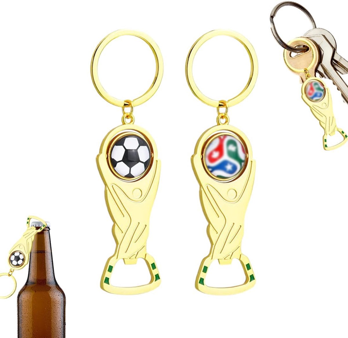 Flesopener Sleutelhanger met Wereldbeker 2026 - Rotating Voetbal Trofee Sleutelhangers - Perfect voor Voetbalfans - ShopVlot