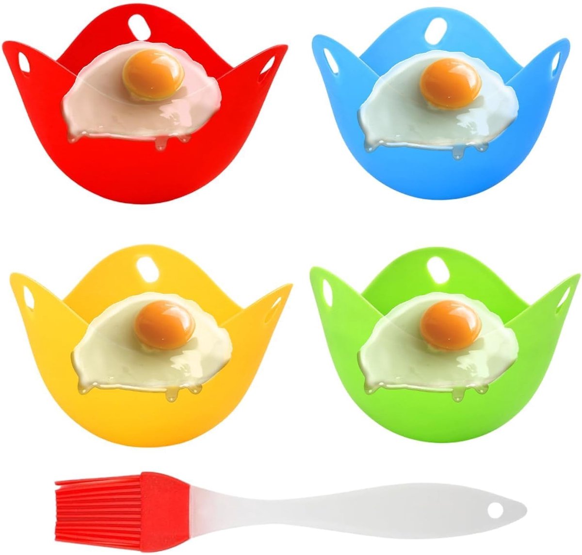 Eierpoacher set van 4 - BPA-vrij silicone - niet-plakkerige coating - perfect voor stoompan of magnetron - ShopVlot
