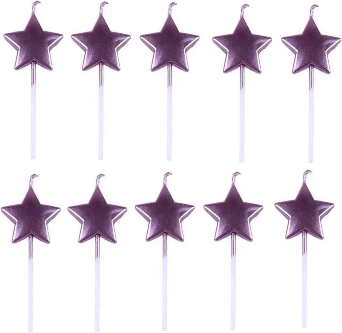Verjaardagskaarsen Stervormig - 10 Stuks Metaal - Schattige Cake Decoratie - Creëer een Feestelijke Sfeer - ShopVlot