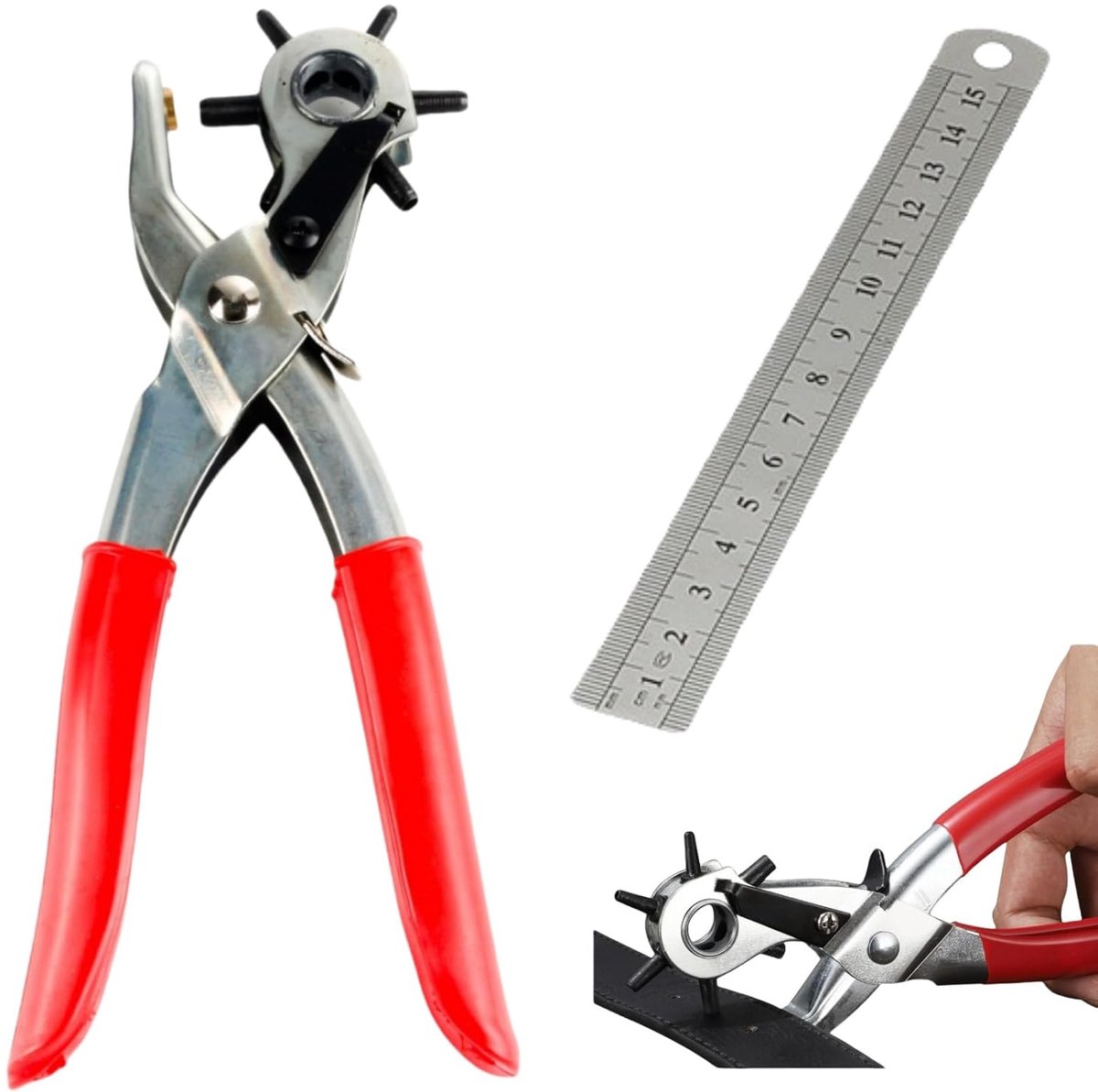 Leren perforator pliers - 2,5-5 mm gaatjes - roestvrij staal - ideaal voor leren riemen - ShopVlot