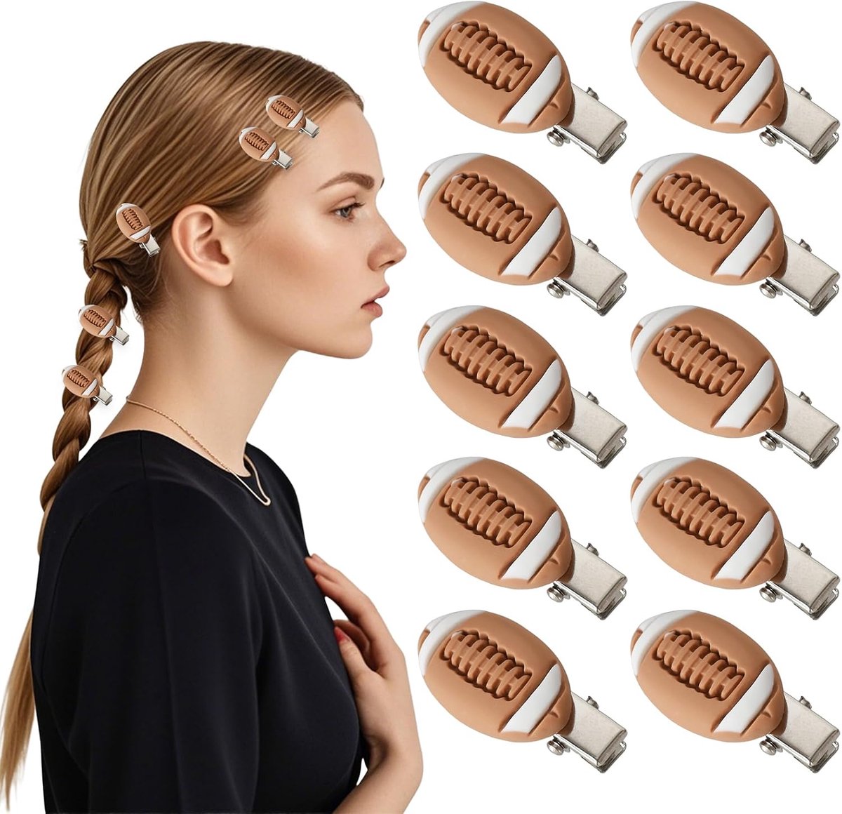Rugby Haarclips 10 Stuks - Mini Haarspelden - Sportieve Accessoires - Perfect voor Feestjes - ShopVlot