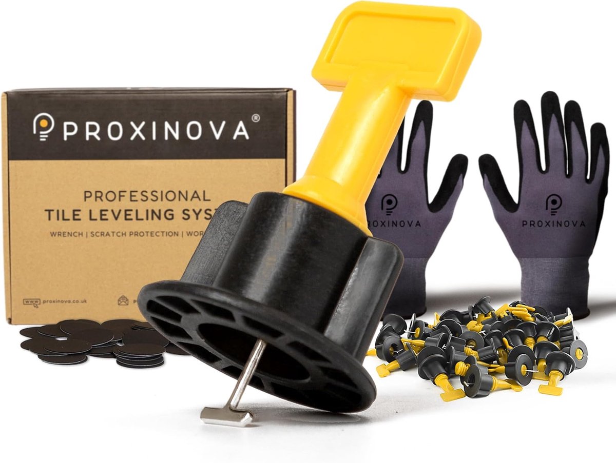 Proxinova Tile Leveling System 2 mm Set - 100 Pieces Tile Leveling, 100 Pieces Tile Spacers, 2 Wrenches - Tile Tool - ShopVlot