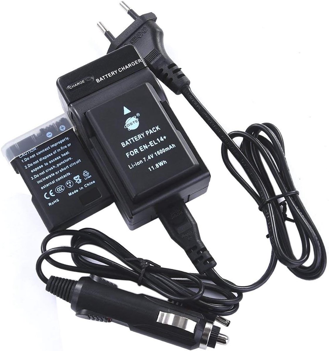 DSTE® Replacement Battery and DC111E Travel Charger Compatible with Nikon EN-EL14 EN-EL14A DF D3100 D3200 D3300 D5100 - ShopVlot