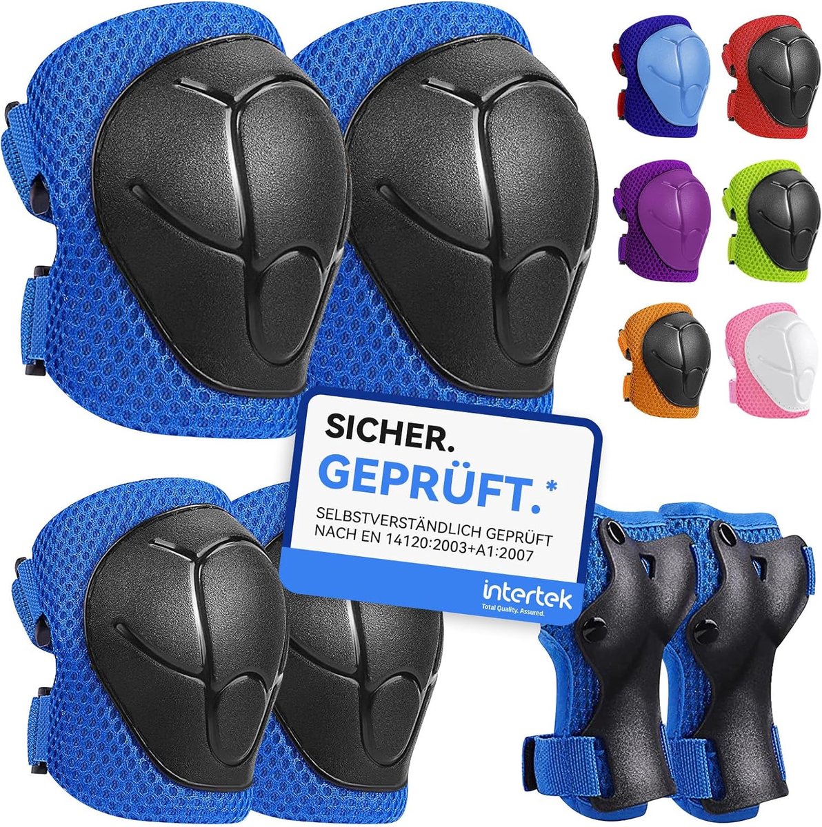 Set of 6 Roller Skates, Protective Gear for Kids, Knee Pads, Elbow Pads, Adjustable Hand Guards - ShopVlot