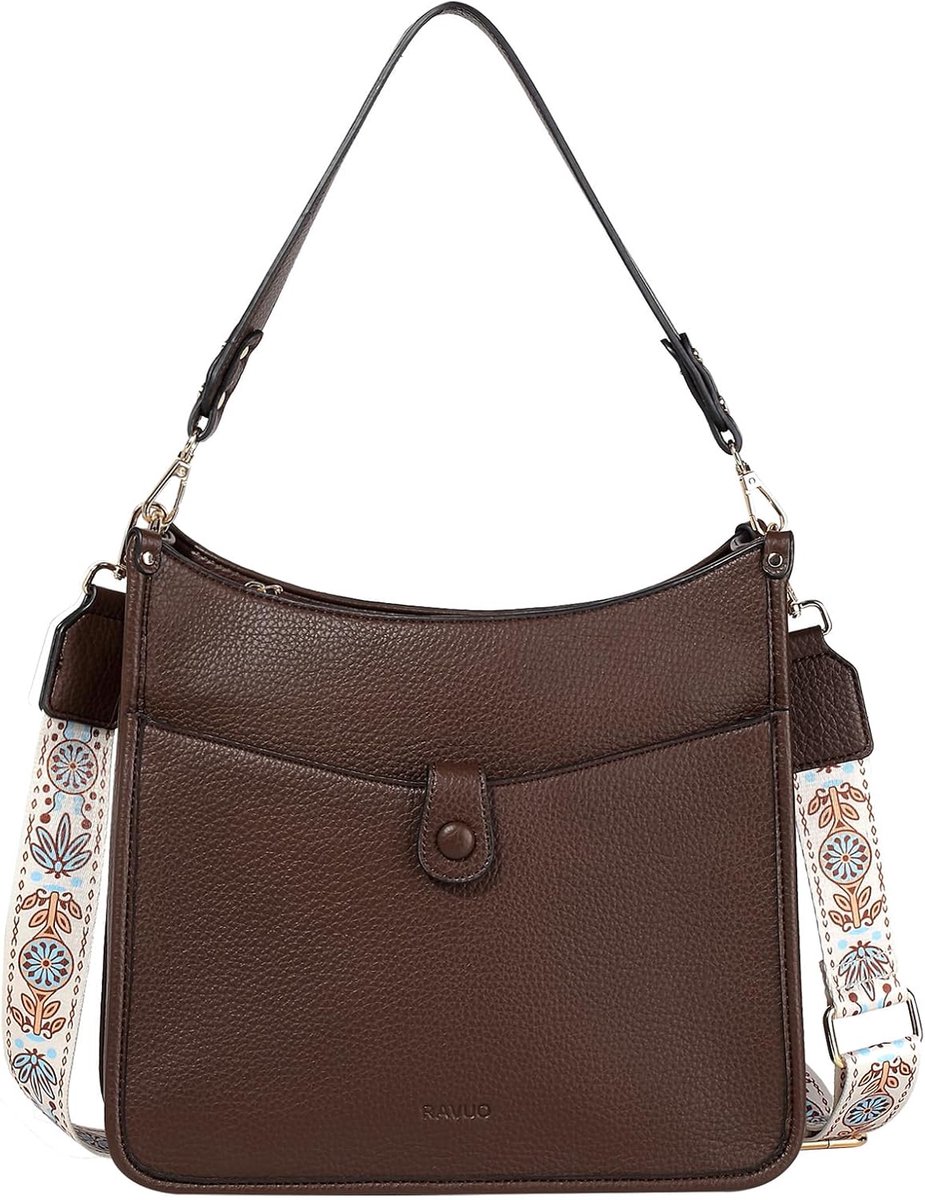 RAVUO Hobo Bags for Women, Trendy Vegan Leather Crossbody Bag and Shoulder Handbag with 2 Pcs Adjustable Strap - ShopVlot