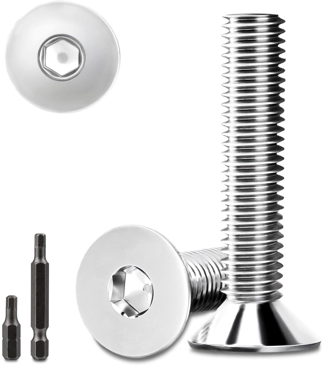 40pcs Countersunk Head Screws Stainless Steel M6x25mm Hex Socket M6 Stainless Steel Screws Countersunk Head Screws - ShopVlot
