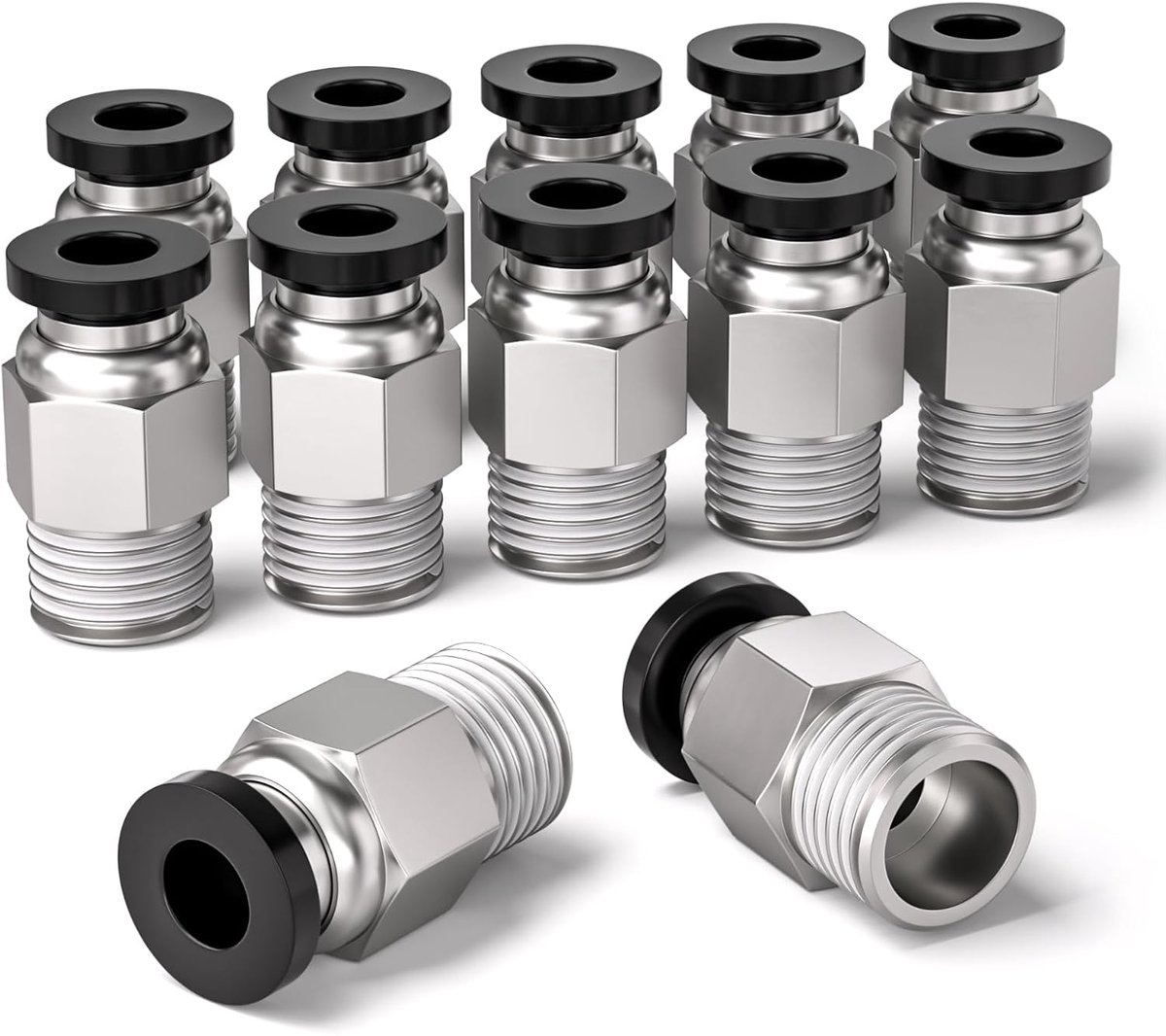 Bwintech 12 Pcs 6mm Tubing OD x 1/4" Male BSP Thread Straight Push in Connect Pneumatic Fitting,PC6-02 Quick Release - ShopVlot