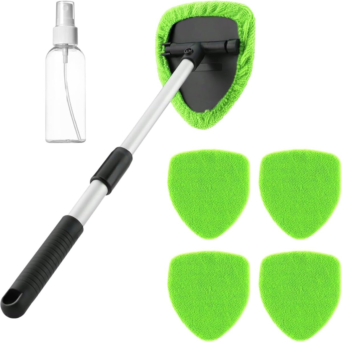 MaciRept Front Windscreen Cleaner, Portable Car Windows, Interior Cleaning Set with Telescope Handle, 4 Microfibre - ShopVlot