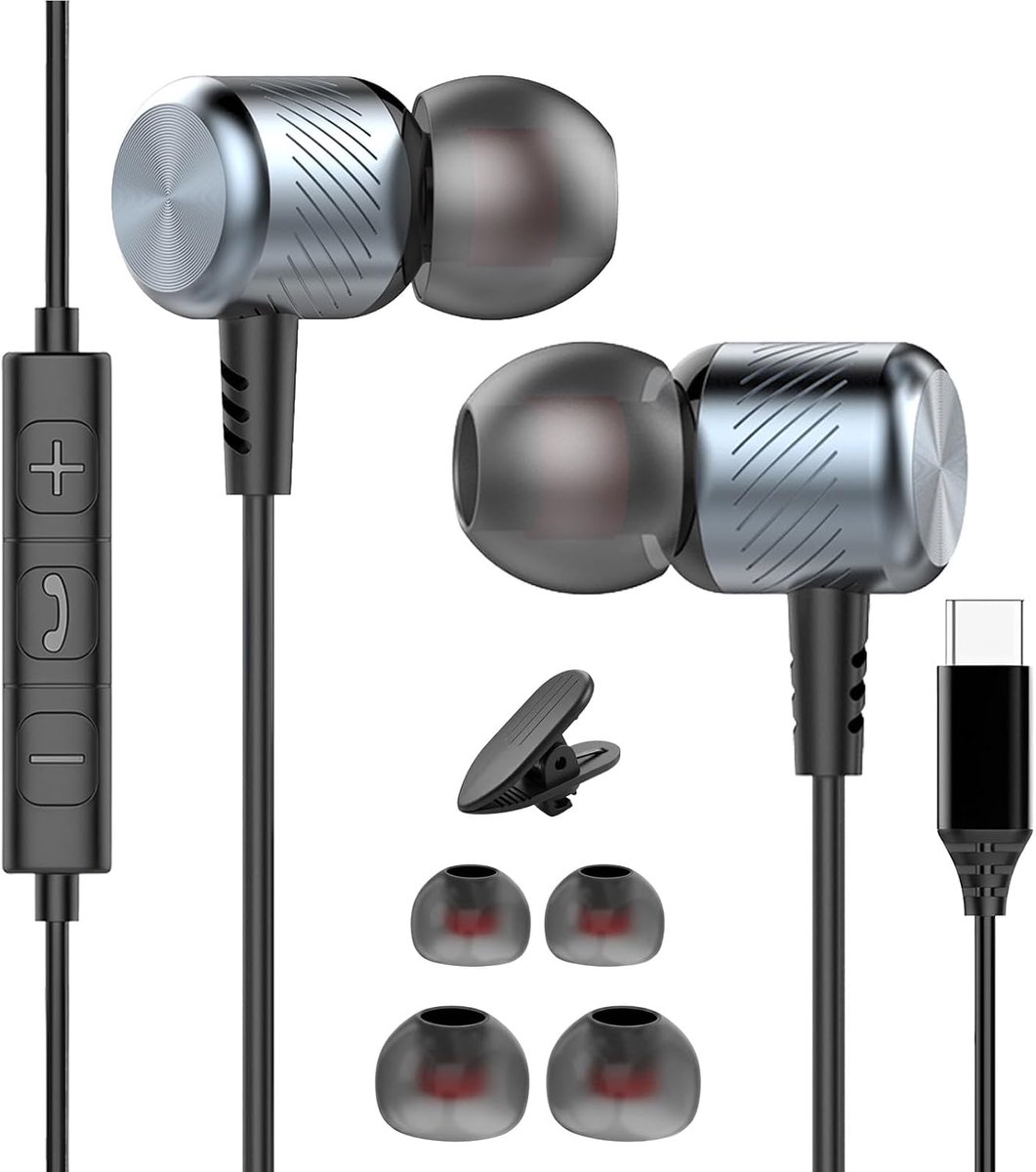 Hoofdtelefoon met kabel - in-ear met USB-C - microfoon - perfect stereo geluid - ShopVlot