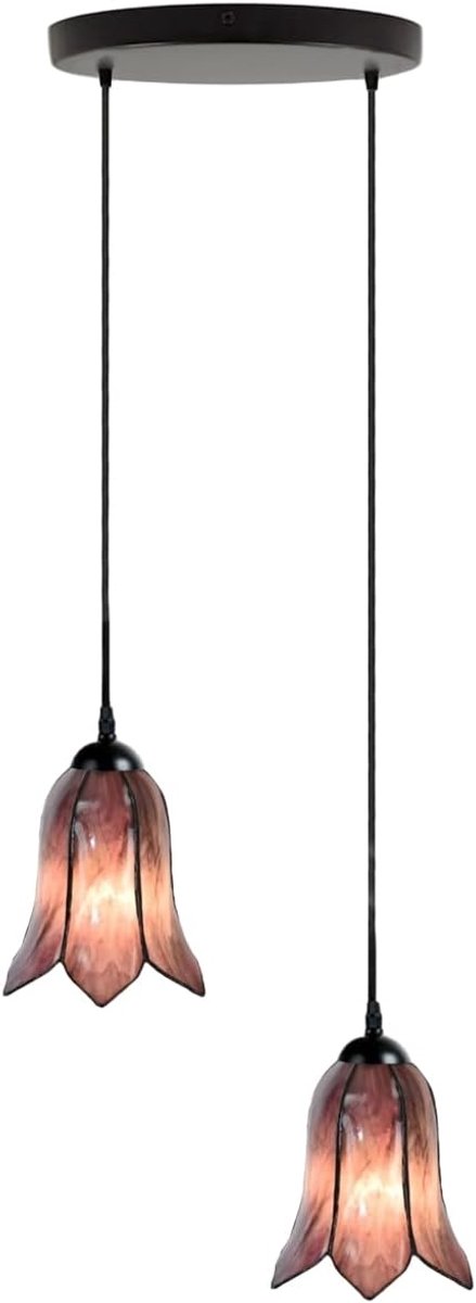 Kroonluchter Gentian Purple 2 - Tiffany glas - Vintage uitstraling - Sfeervolle verlichting - ShopVlot