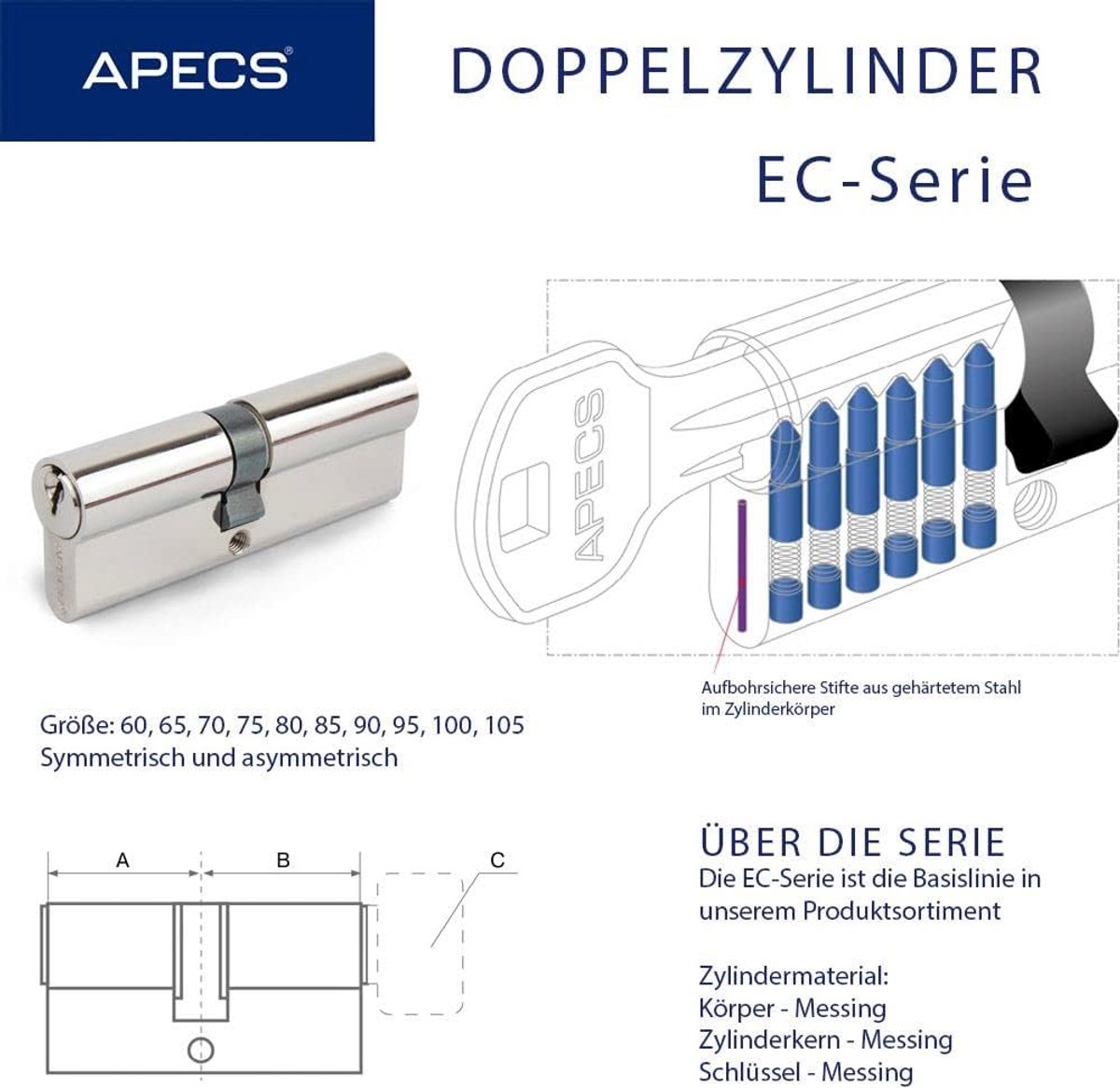 Cilinderslot 30/70 mm - Messing met 3 sleutels - Hoogwaardige beveiliging - Geschikt voor diverse deuren - ShopVlot