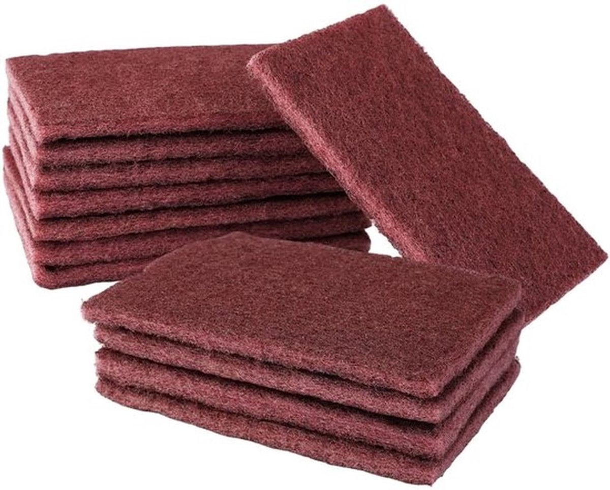 SnelShoppen - Pack van 12 nylon schuursponzen 15x10 cm | krasvrije reinigingsfleece, snijbaar, ideaal voor abrasief schoonmaken en schrobben